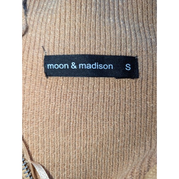 Moon & Madison Preppy Brown Sleeveless Sweater Women's Small High Collar Zipper - Picture 3 of 6